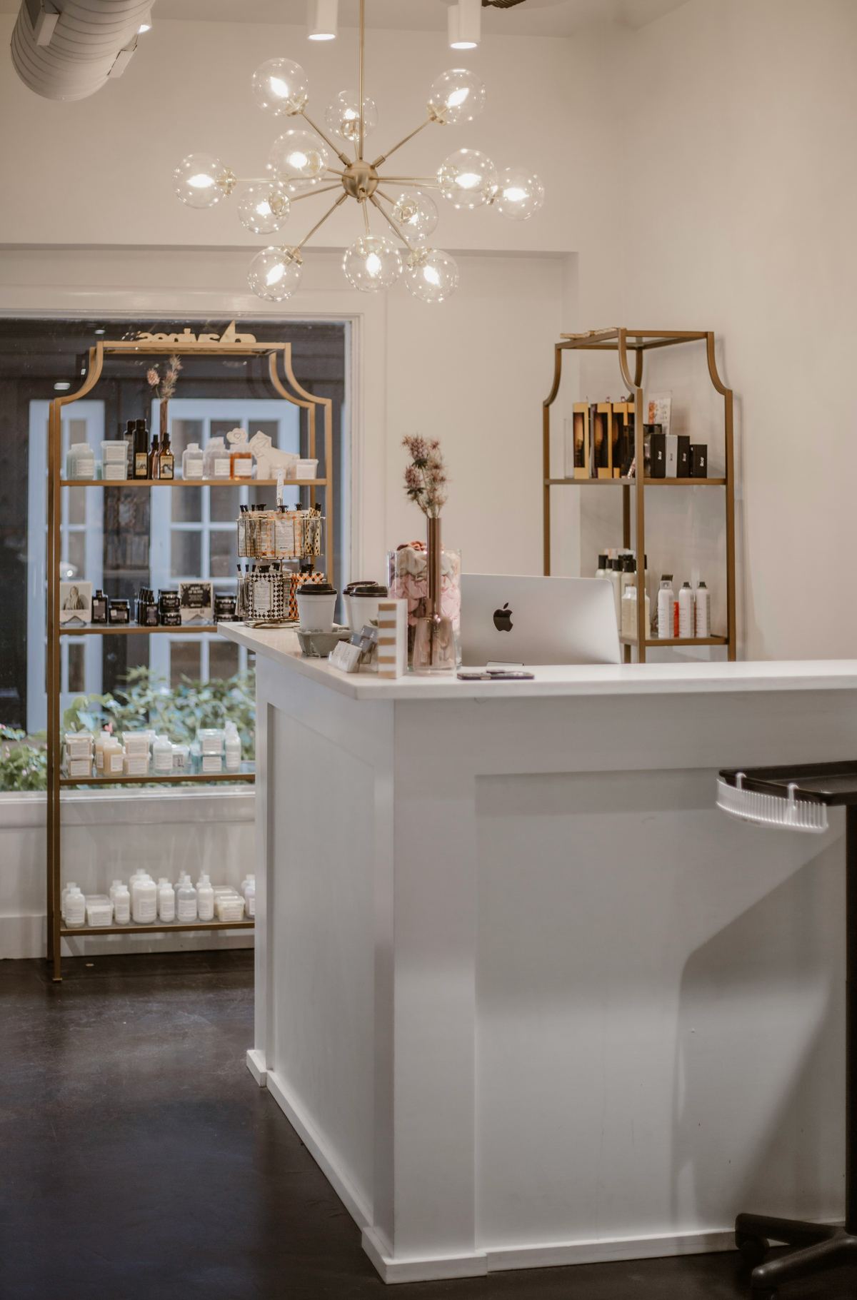 A bright beauty salon reception desk